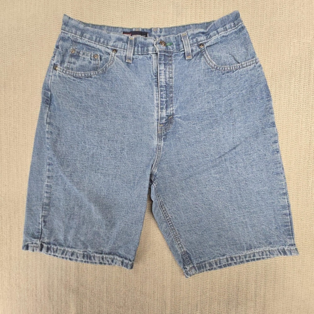 Vintage Faded Glory Shorts Mens 34 Blue Denim Bermuda Original Fit USA Made 90s